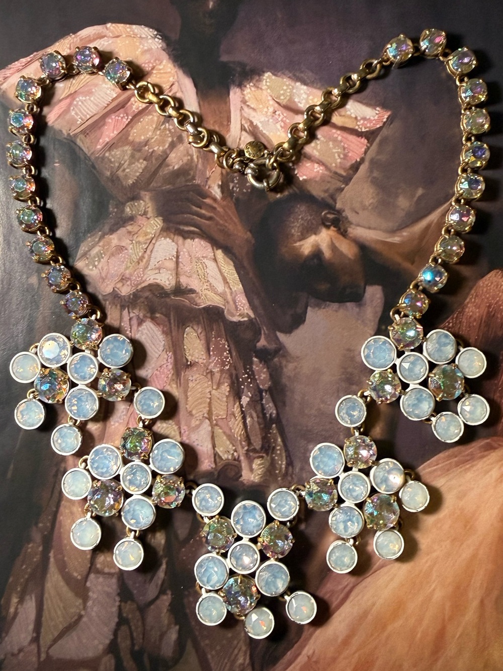 Vintage J. Crew Brulee Necklace - Aurora Crystal Statement Necklace